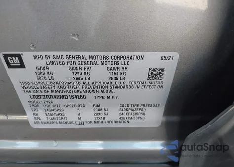 2021 Buick Envision Avenir z USA, uszkodzony, nr VIN LRBFZRR40MD164260